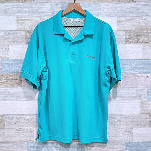 Columbia Perfect Cast Performance Fishing Polo Shirt Blue Omni Shade Mens Medium - Picture 1 of 6